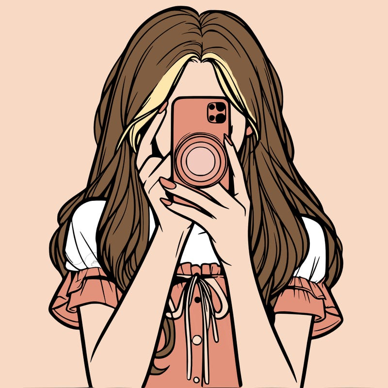 a realistic girl holding her phone taking pictures