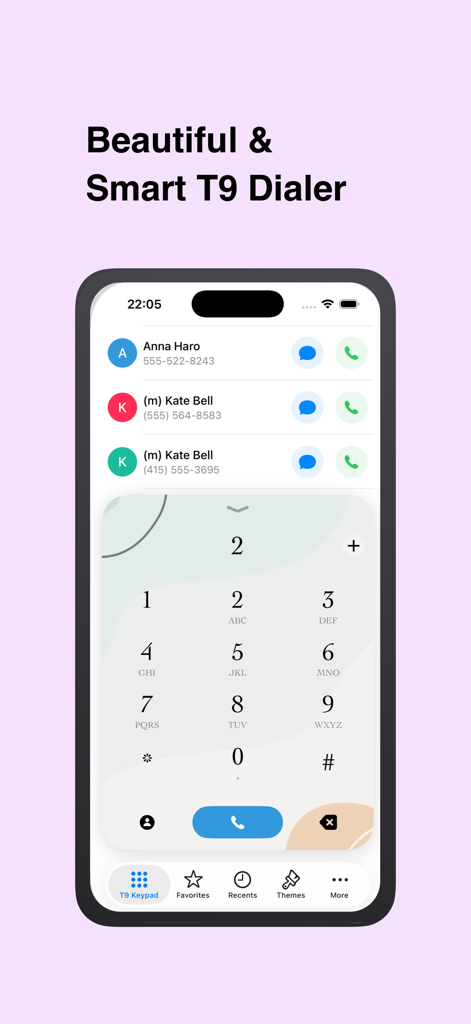 Magic Dialer - Smart T9 Dialer - Magic Dialer app interface featuring a smart T9 keypad and contact list search
