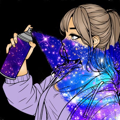 a realistic girl spray, painting
