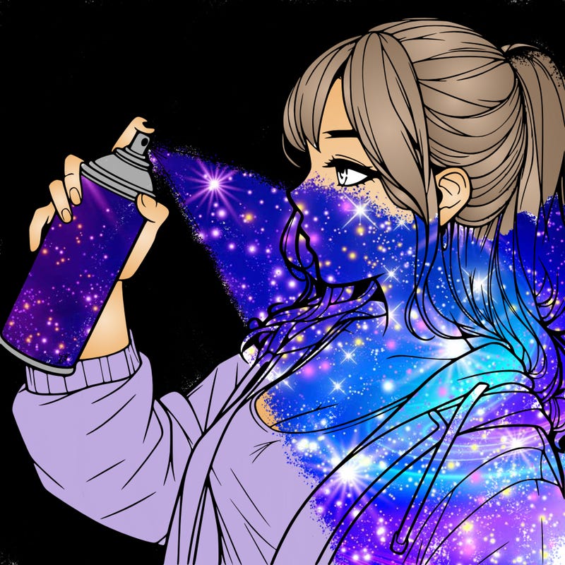 a realistic girl spray, painting