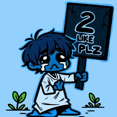 small poor toddler crying with sign that says 2 like plz