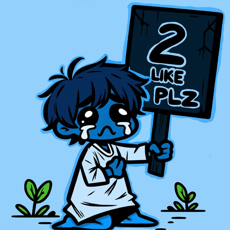 small poor toddler crying with sign that says 2 like plz