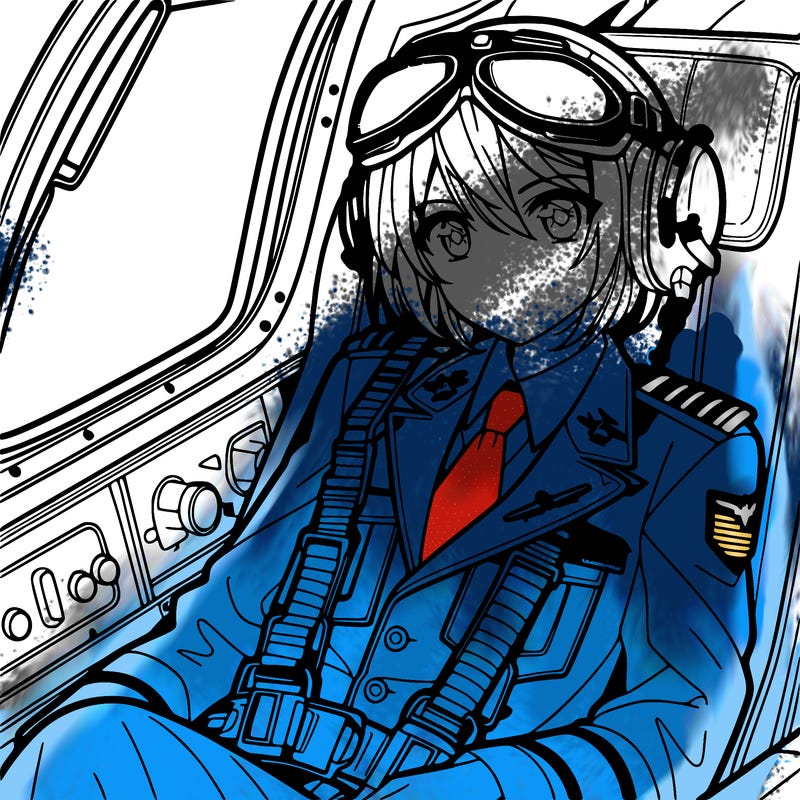 a pilot in plane in an anime design