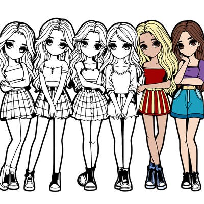 a group of girls realistic