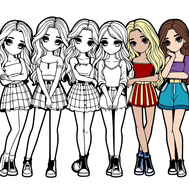 a group of girls realistic