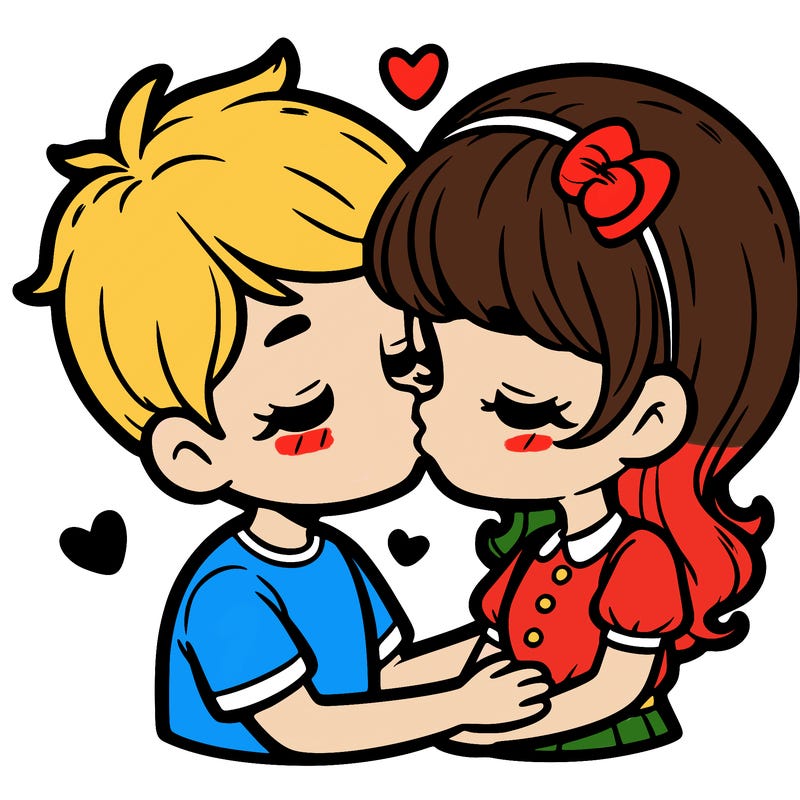 girl and boy kiss