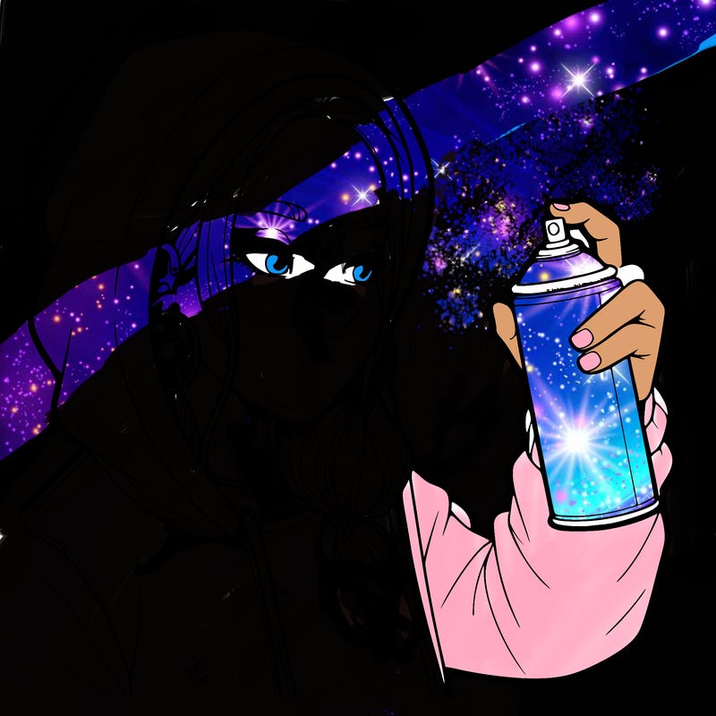 a realistic girl, spray painting