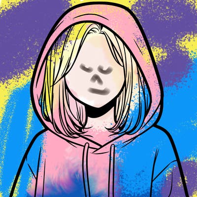 a faceless girl in a hoddie