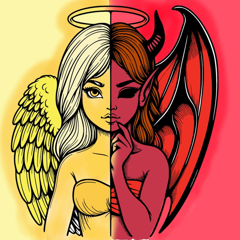 realistic angel half demon