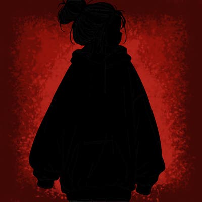 realistic girl with a oversized sweatshirt on and a bun