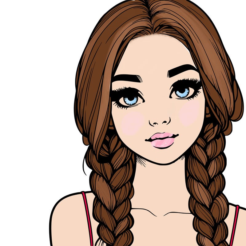 realistic girl with braids