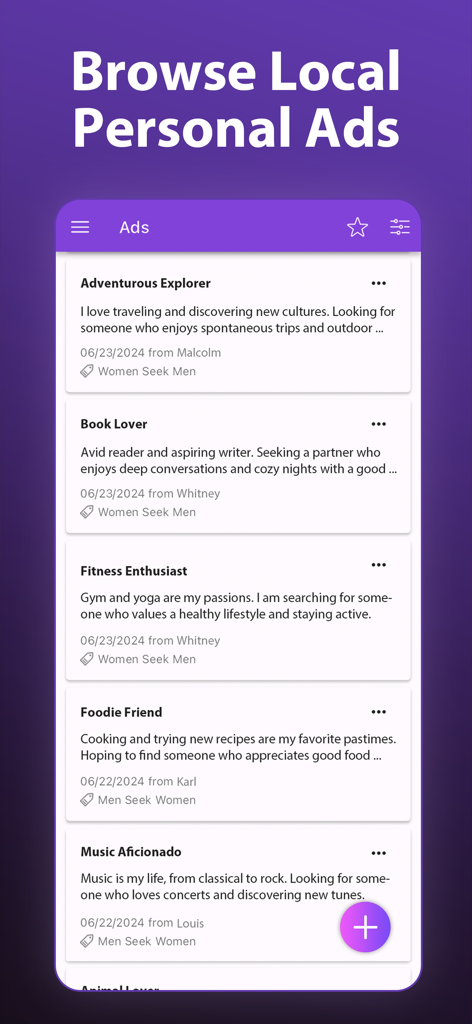 Browse local personal ads on the Pernals dating app