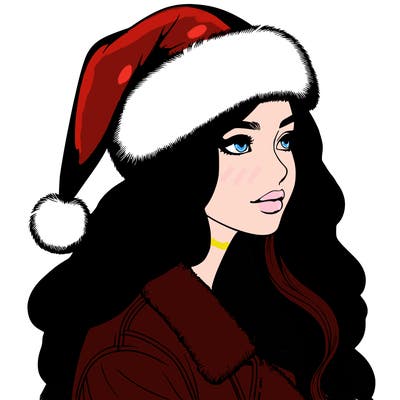 realistic girl in santa hat