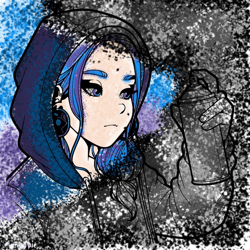 a realistic girl, spray painting