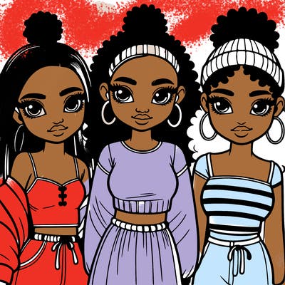 three black girl teenagers