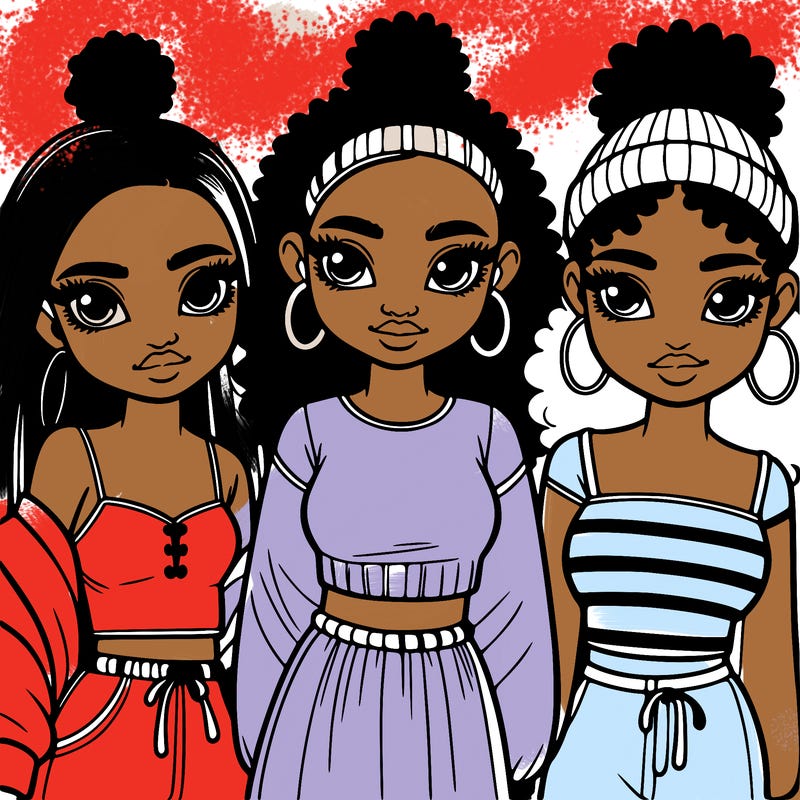 three black girl teenagers