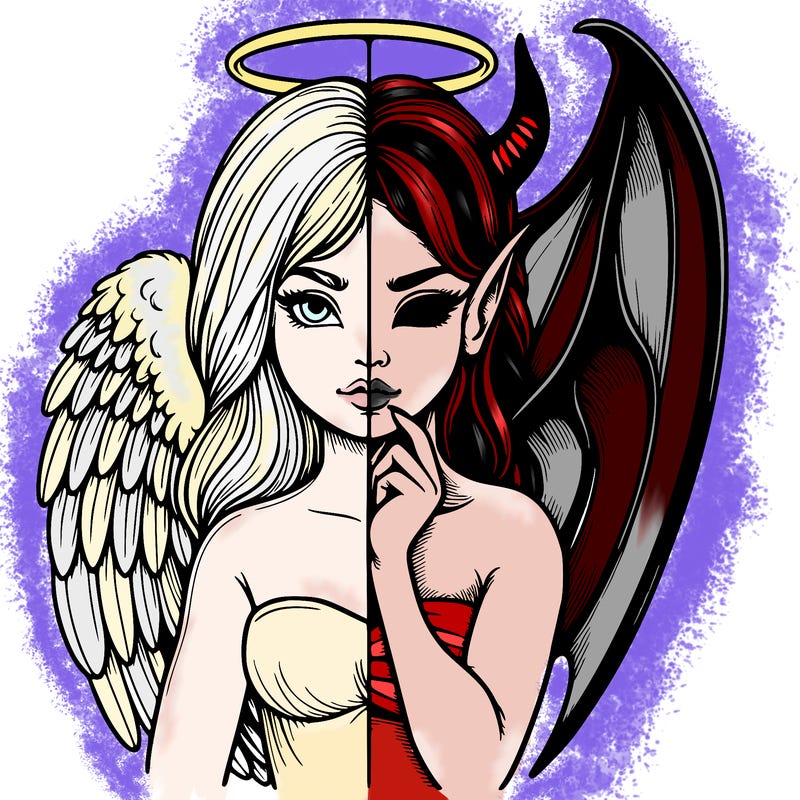 realistic angel half demon