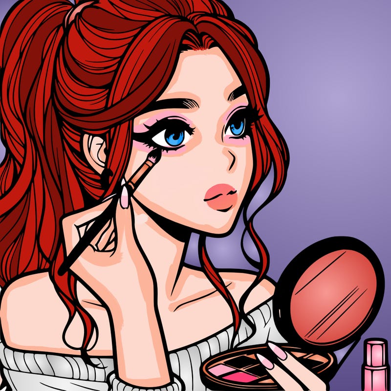 a realistic girl doing her makeup
