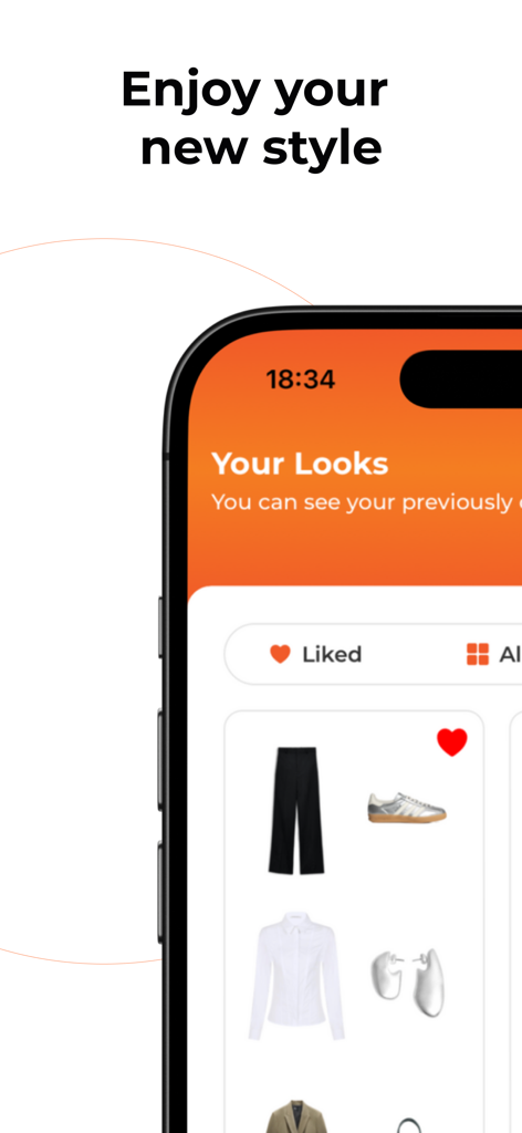 Stylix AI - Stylix AI digital wardrobe showing a curated outfit in the liked section