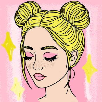woman with hair buns