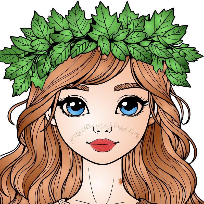 realistic girl with fall leaf crown