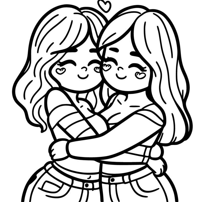 two females (pride month) hugging