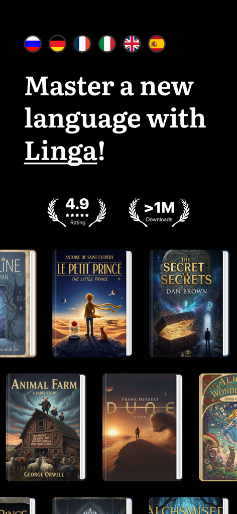 Lingaアプリで古典文学の本を使って新しい言語をマスターする