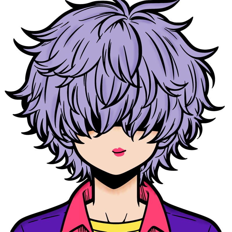 manga boy fluffy hair covering his eyes