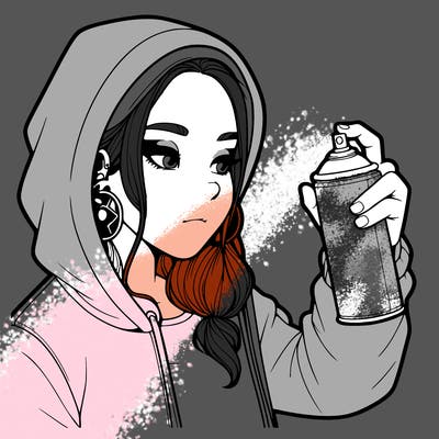 a realistic girl, spray painting