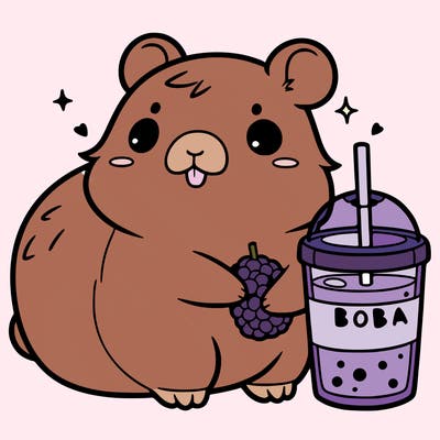 kwaii capybara with boba