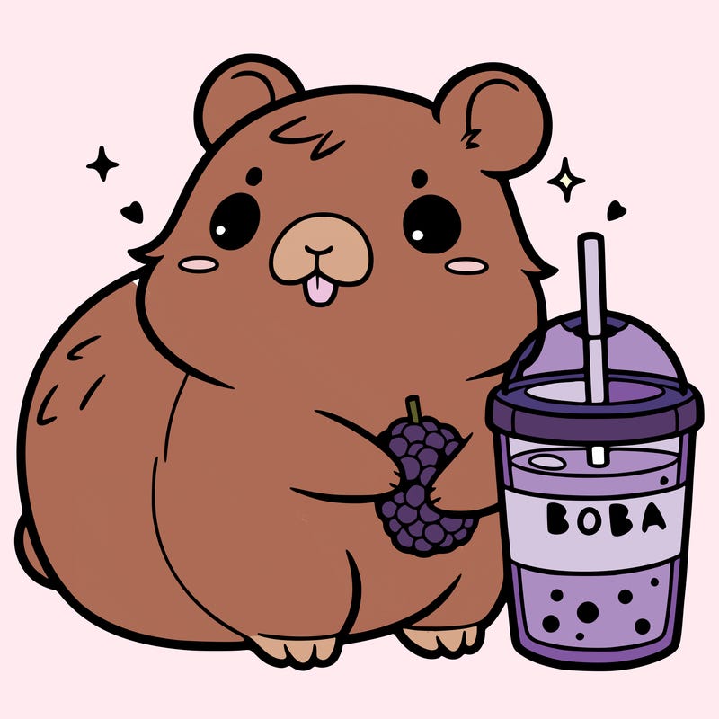 kwaii capybara with boba