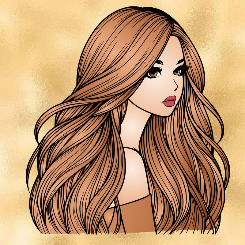 realistic girl with long realistic hair