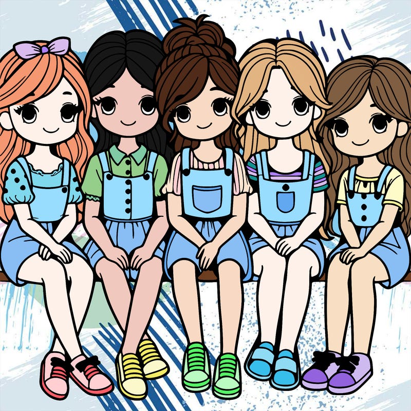 five girls sitting together