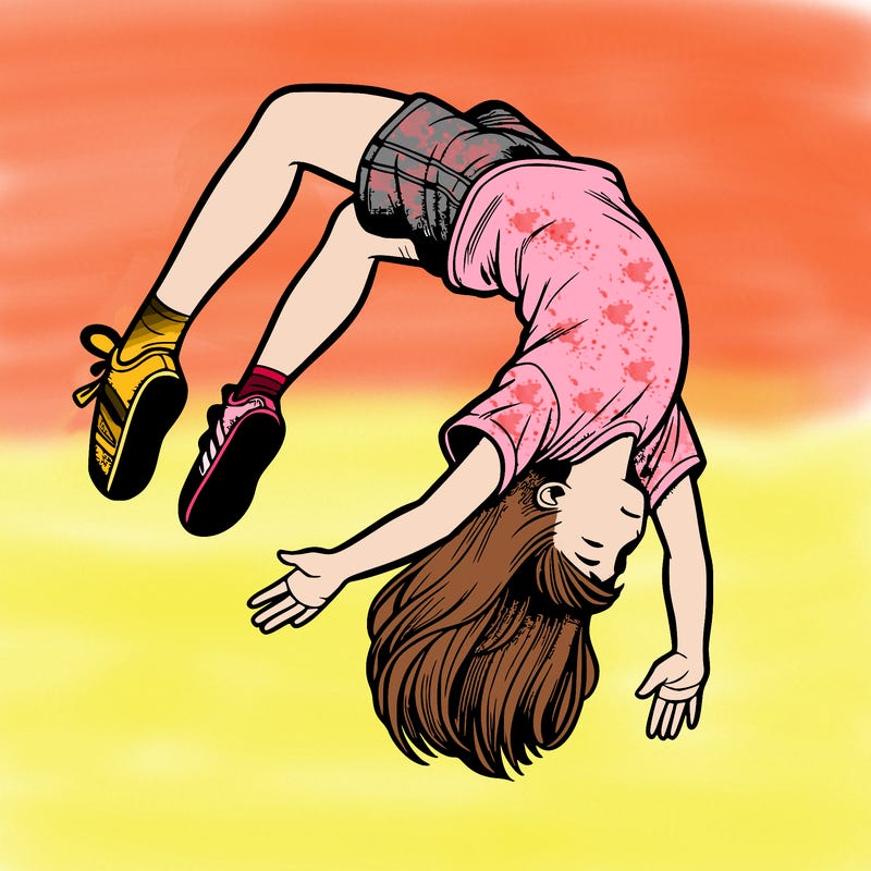 realistic girl doing a backflip