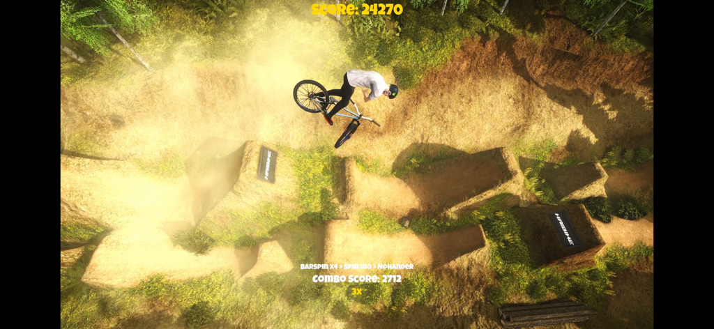 Shred! 2 - ft Sam Pilgrim 2023 - Mountain biker che esegue una combo di trick aerei nel gioco mobile Shred 2