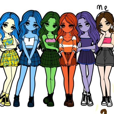 a group of girls realistic