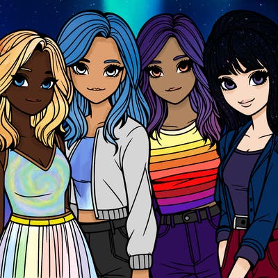 a group of girls realistic