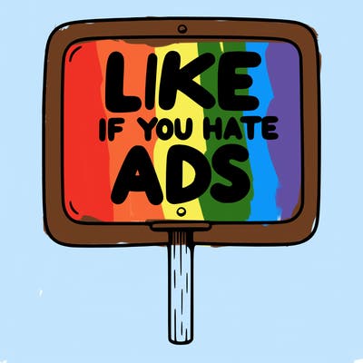 a sign that says like if you hate ads