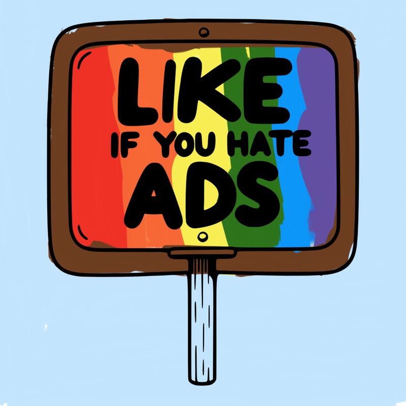 a sign that says like if you hate ads