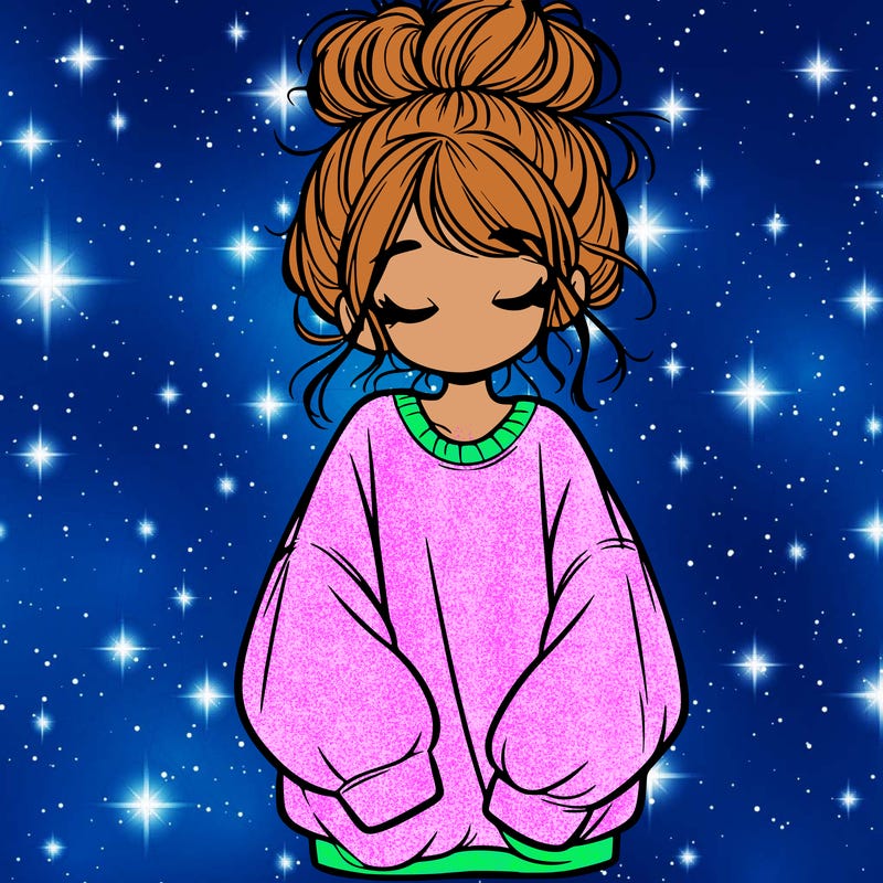 girl with baggy sweatshirt and messy bun