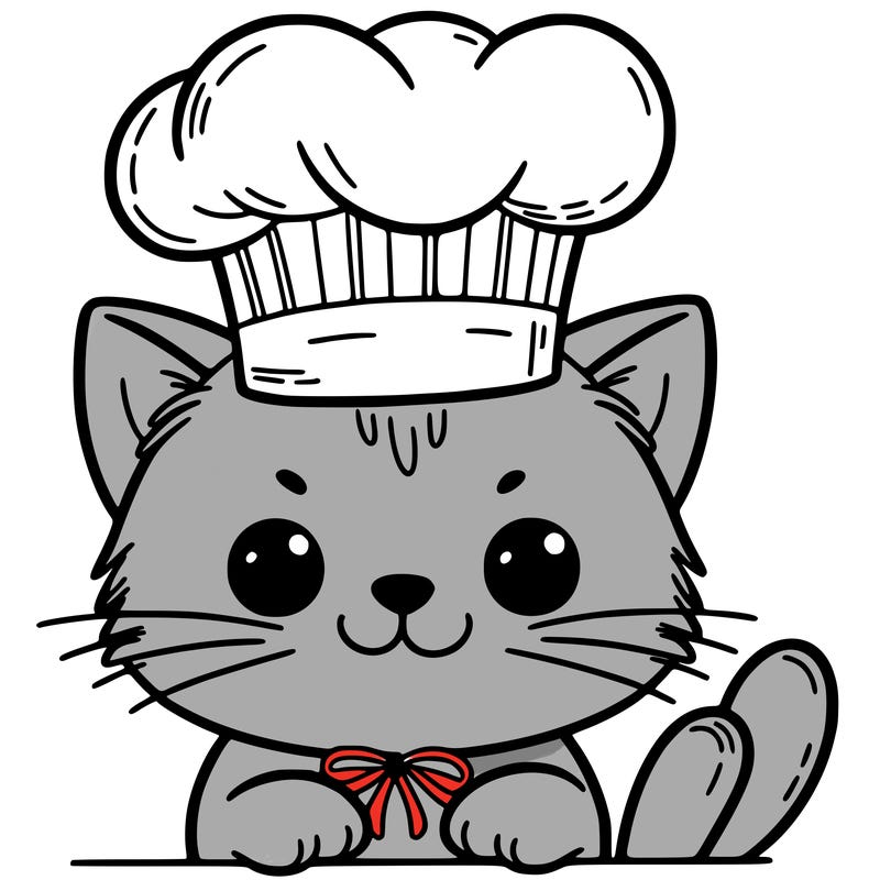 a cat with a chef's hat on