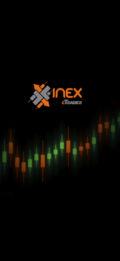 Inex cTrader: Forex & Trading - Inex cTrader app logo with financial candlestick chart on a dark background