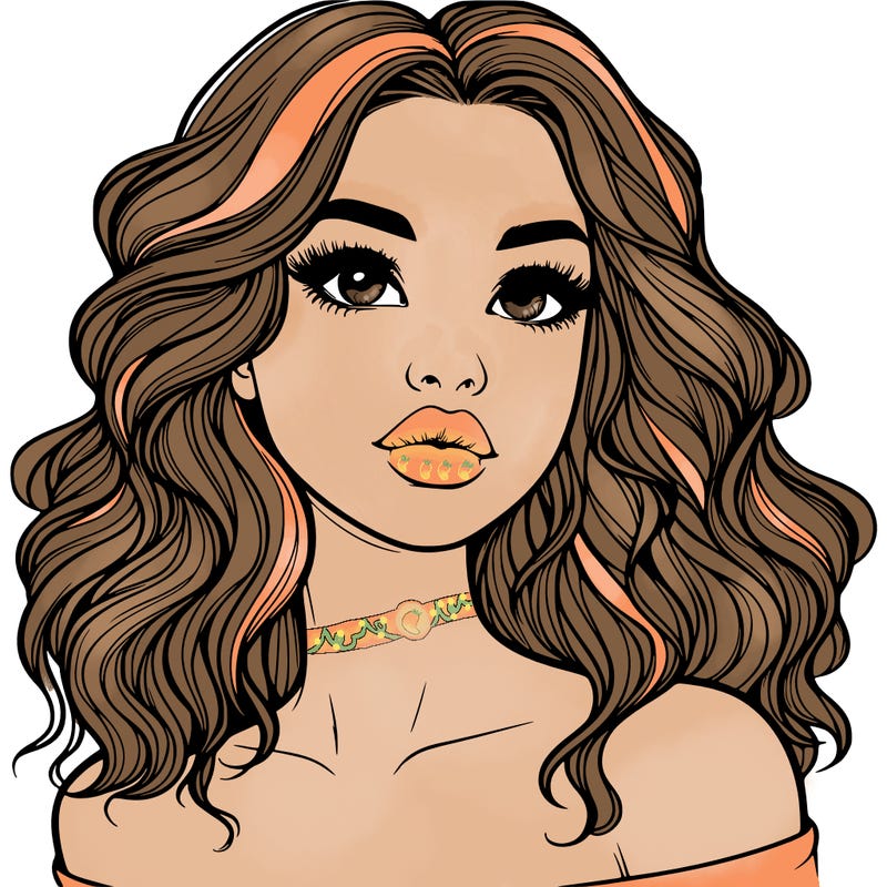 realistic girl with wavy hair and lips
