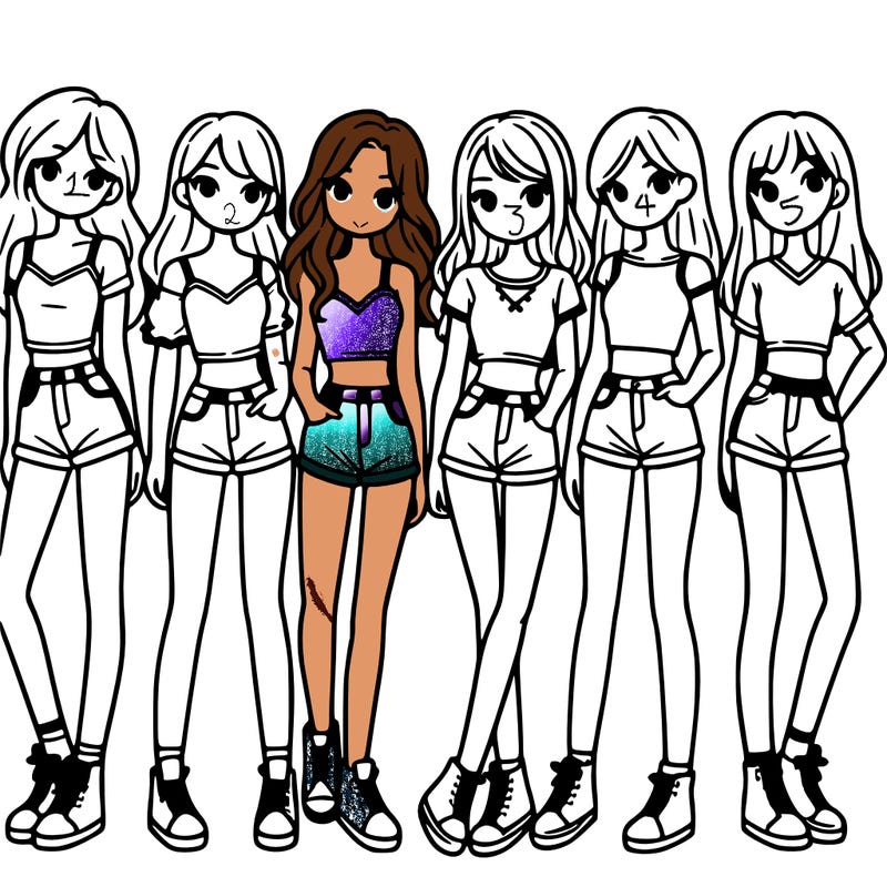 a group of girls wearing crop tops and shorts