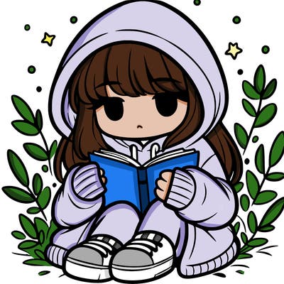 girl in oversized hoodie reading a book
