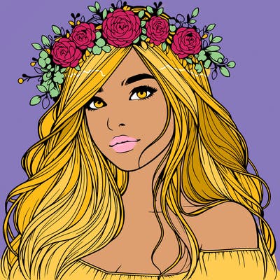 realistic girl with flower crown