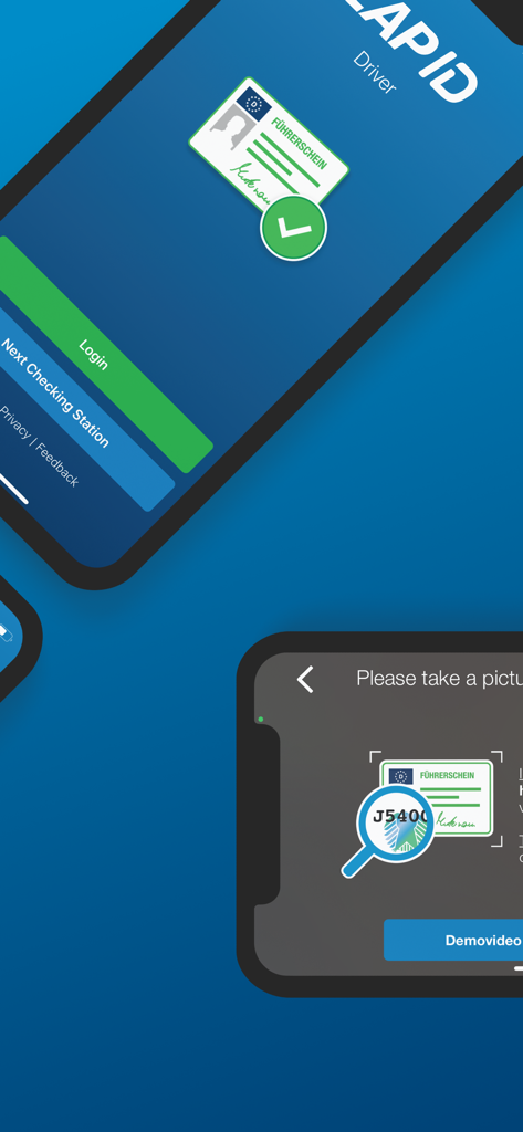 Mobile Benutzeroberfläche der LapID Fahrer-App zur digitalen Führerscheinkontrolle