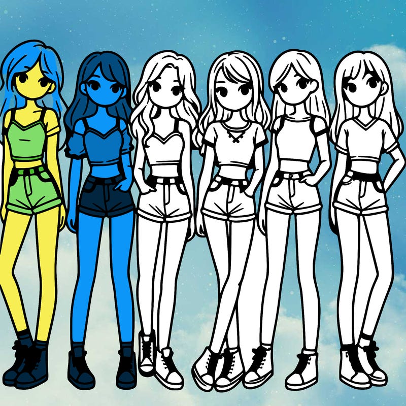 a group of girls wearing crop tops and shorts