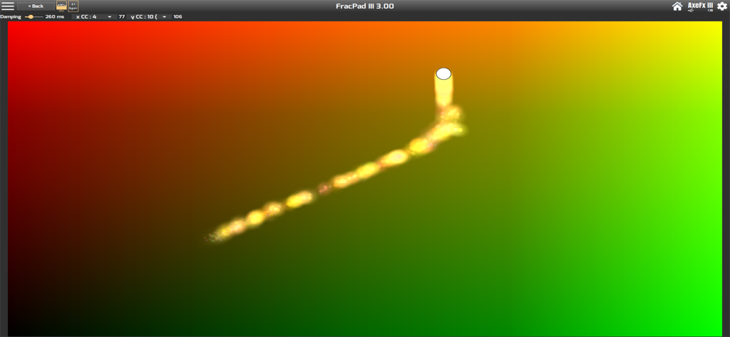 FracPad Lite - FracPad Lite XY controller interface with glowing trail on color gradient
