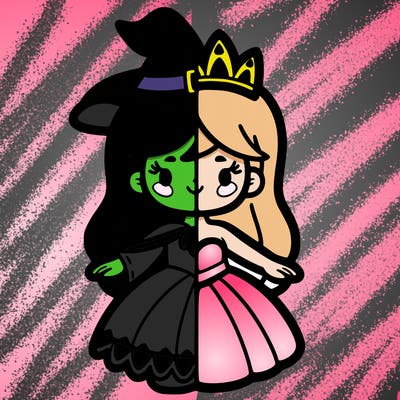 half girl witch half girl princess